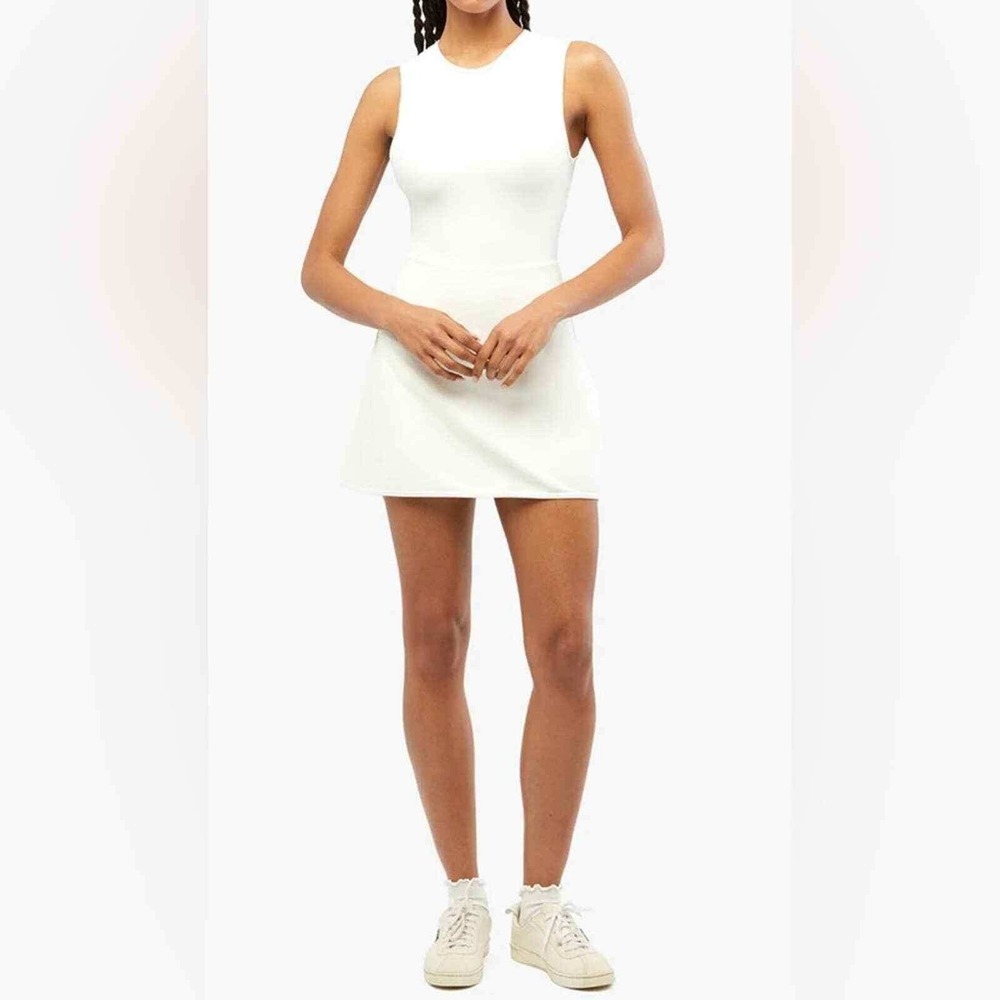 WeWoreWhat Active Dress Optic White Sleeveless Mini Size Large Tennis NWT *Flaw